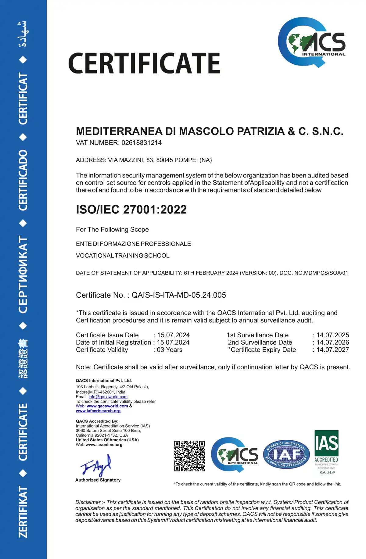 Certificazioni